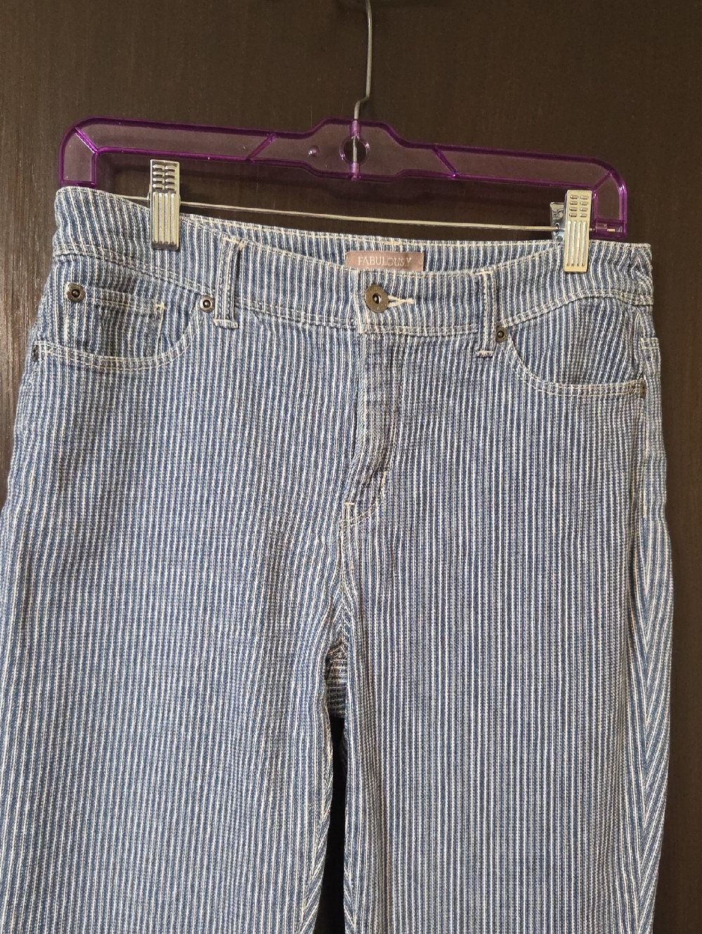 fabulously slimming by Chico's jeans pinstripe blue size 0